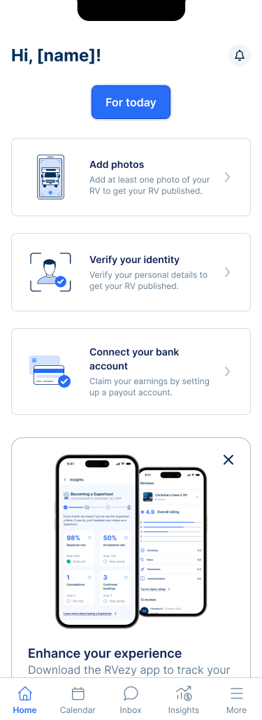 Host Dashboard mobile view